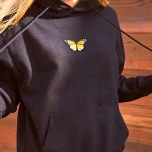 BRANDY Melville black butterfly sweatshirt (worn once!) oversized!